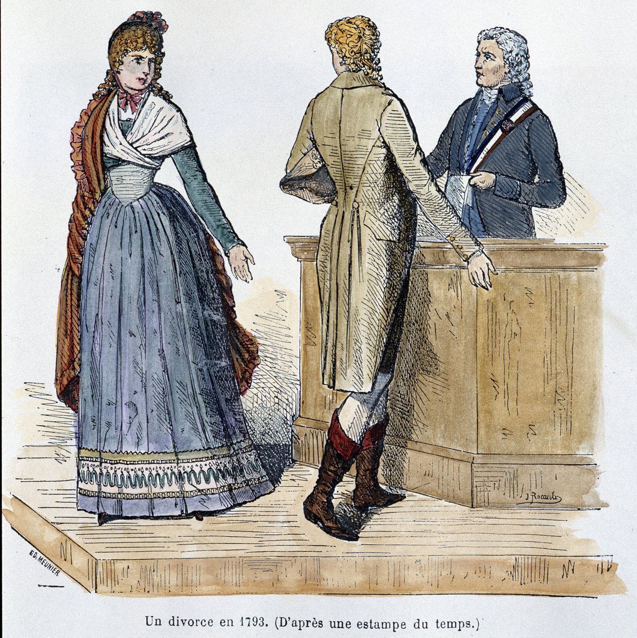 Um divórcio em 1793 - em "Paris através dos séculos", por Kenouillac de French School