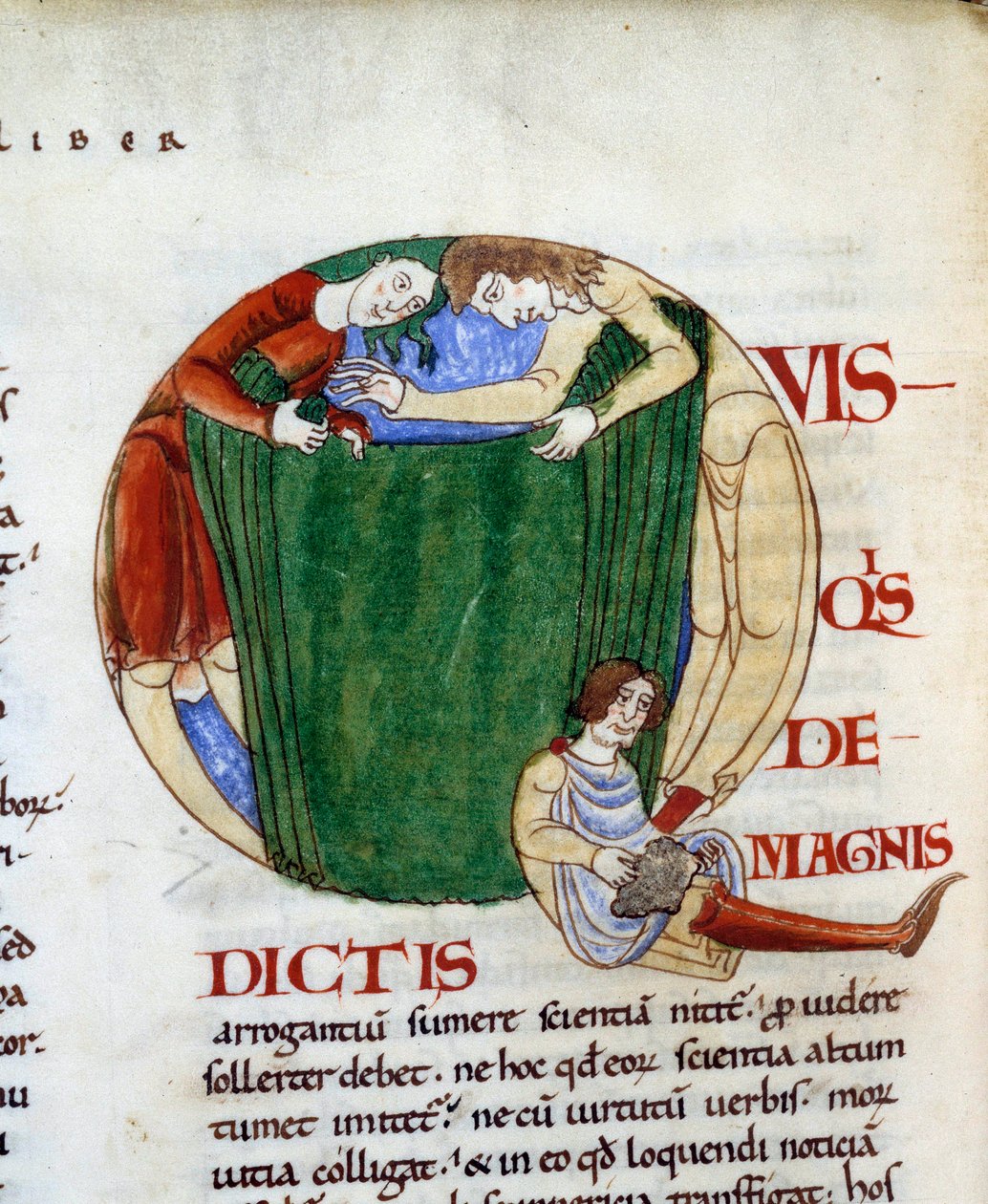 Um draper decorando a miniatura "Q" da "Moralia in Job" de Gregoire I diz o Grande ou Diálogo (532-604) de French School