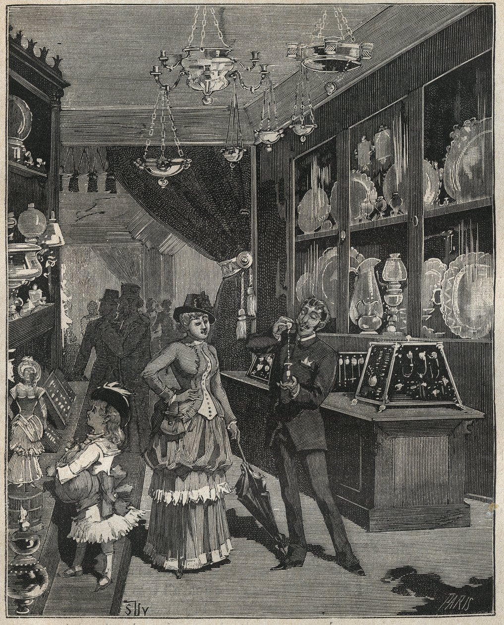 Uma loja de ouro em França, no século XIX. Gravura de 1885 em "Les arts et metiers illustres" de Adolphe BITARD. de French School