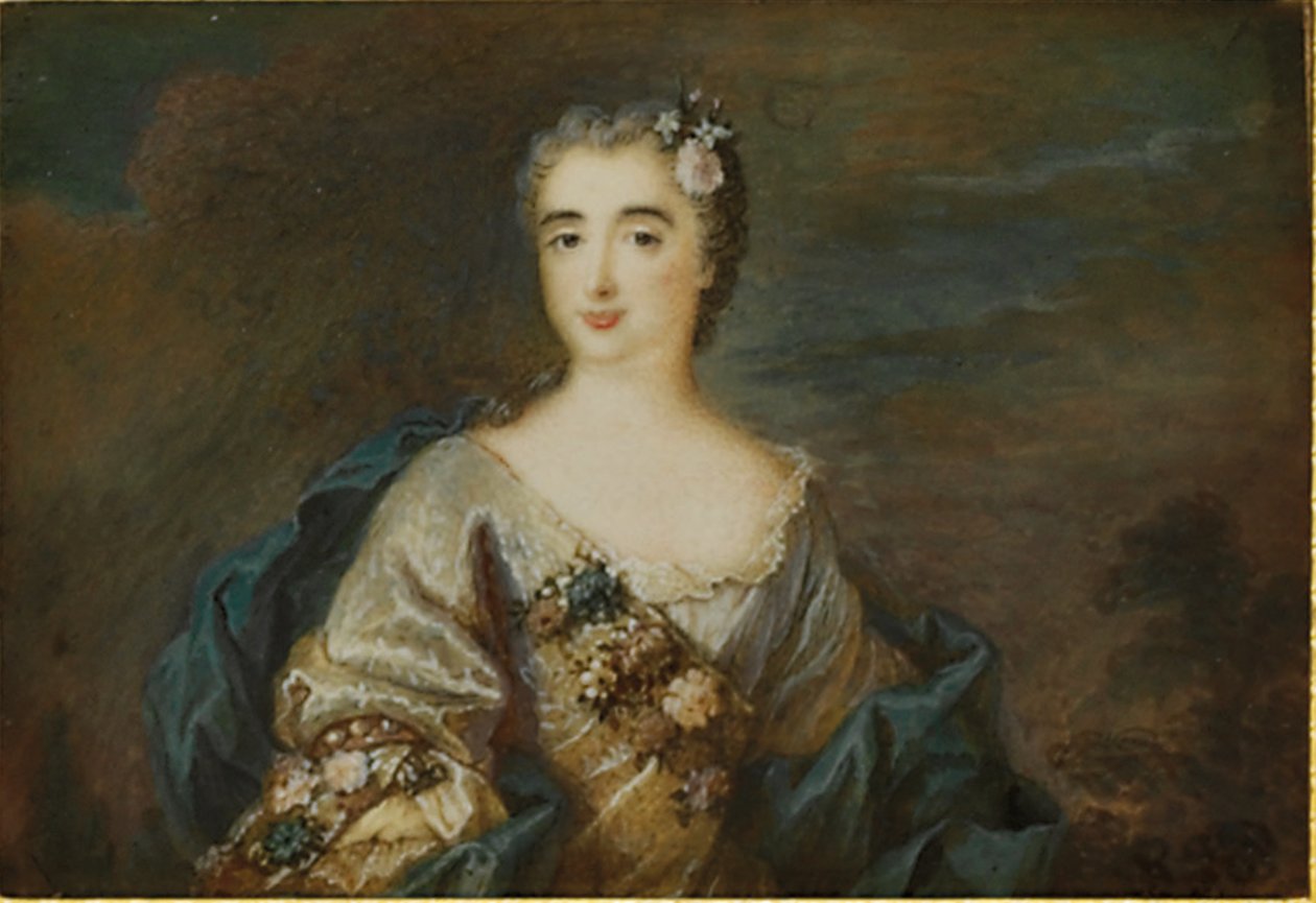 Uma senhora chamada Louise-Jeanne de Durfot, duquesa de Mazarin e la Meilleraye, c.1750 de French School