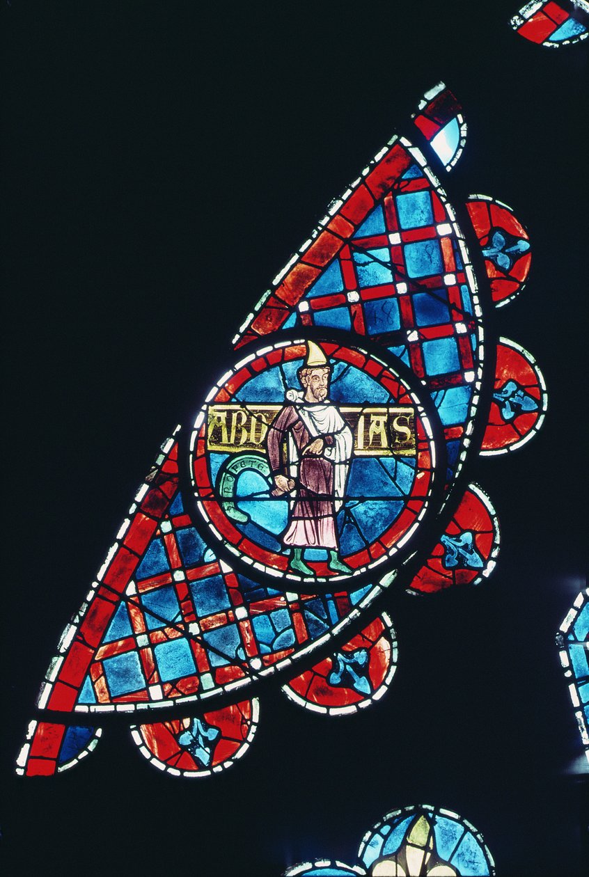 Um profeta, detalhe da janela rosa norte, c.1223 de French School