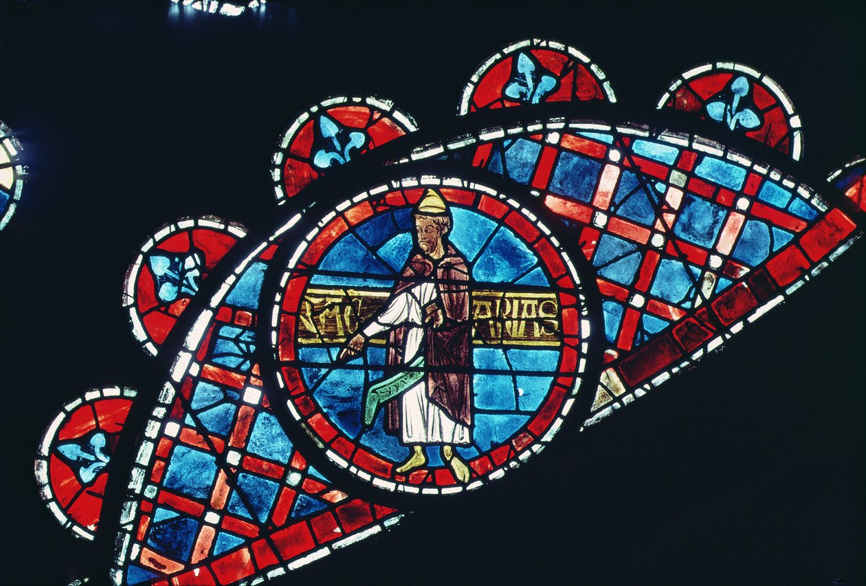 Um profeta, detalhe da janela rosa norte, c.1223 de French School