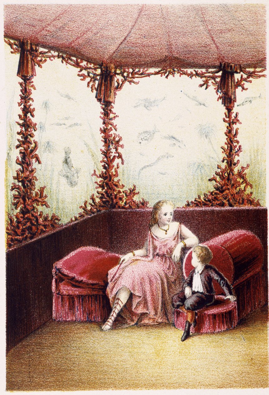 Uma mulher falando com um rapaz - em "Journey to the bottom of the sea" de H. de la Blanchère. Paris, Ed. Jouvet et Cie, sd. 1880. (duplo 02940) de French School