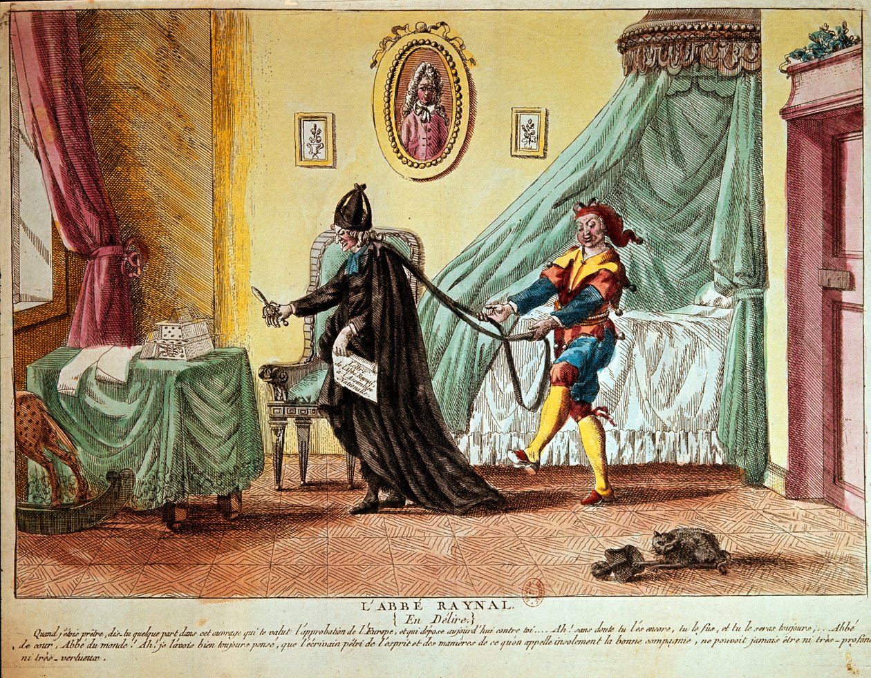 Abbé Raynal em delírio, c.1790 (gravura à mão colorida) de French School