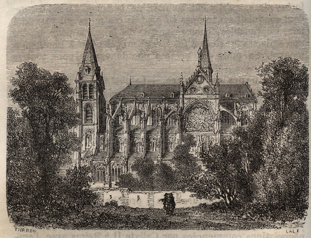 Abadia Saint-Victor (Saint Victor) de Paris, fundada no século XII - gravura em "Histoire de France" de Victor Duruy (1811-1894) - 1882 de French School