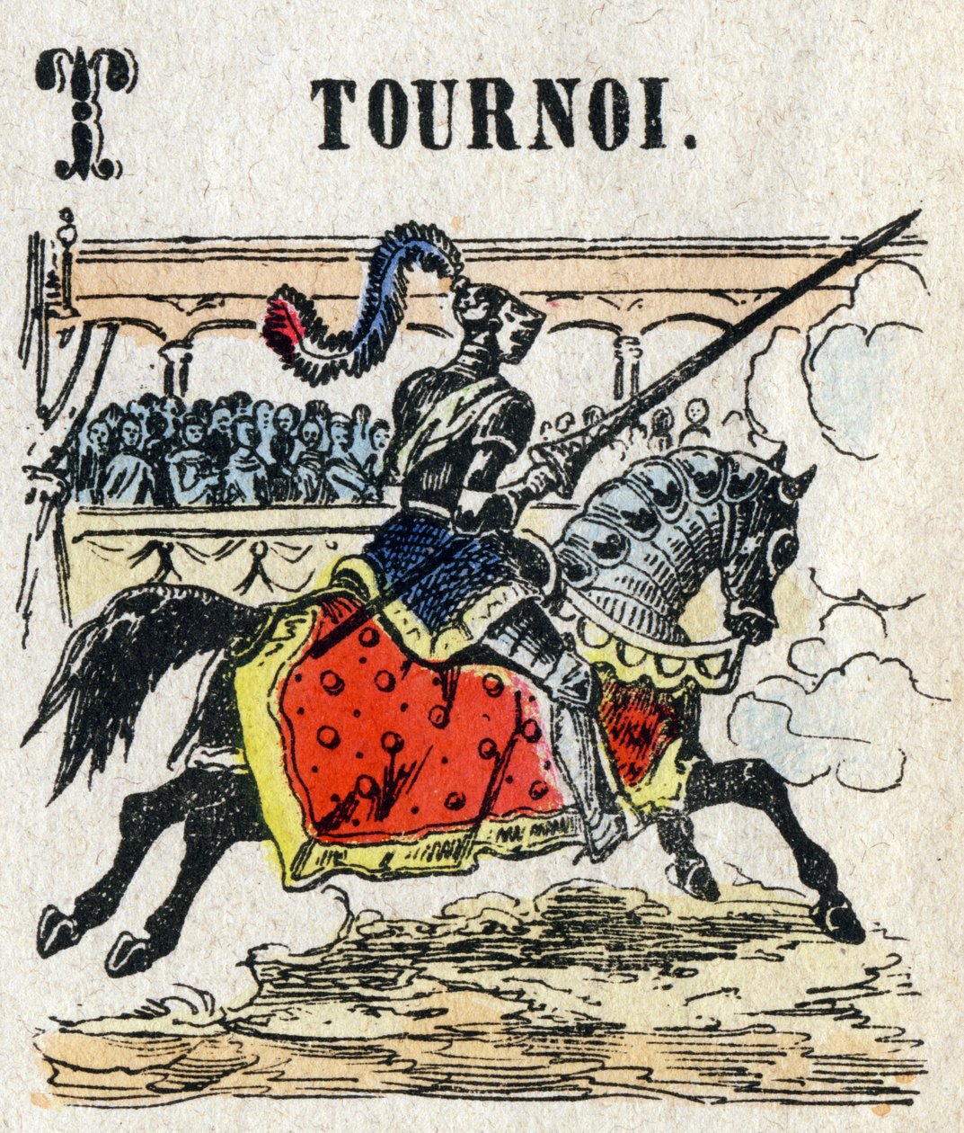 Abecedário. Carta T como Torneio. Pequeno alfabeto enciclopédico, série popular. Imagem epinal, final do século XIX. de French School