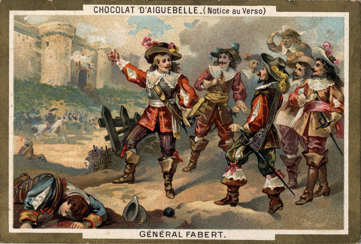 Abraham de Fabert (1599-1662), Maréchal de France, durante o cerco de Stenay (departamento do Meuse) em 1654. Cromolitografia do século XIX. de French School