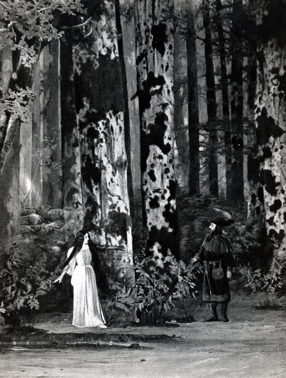 Ato I, Cena 1 de Pelleas et Melisande de Debussy, de uma fotografia da primeira produção em abril de 1902 da ópera na Ópera-Comique em Paris, ilustração na revista Theater, junho de 1902 (li de French School