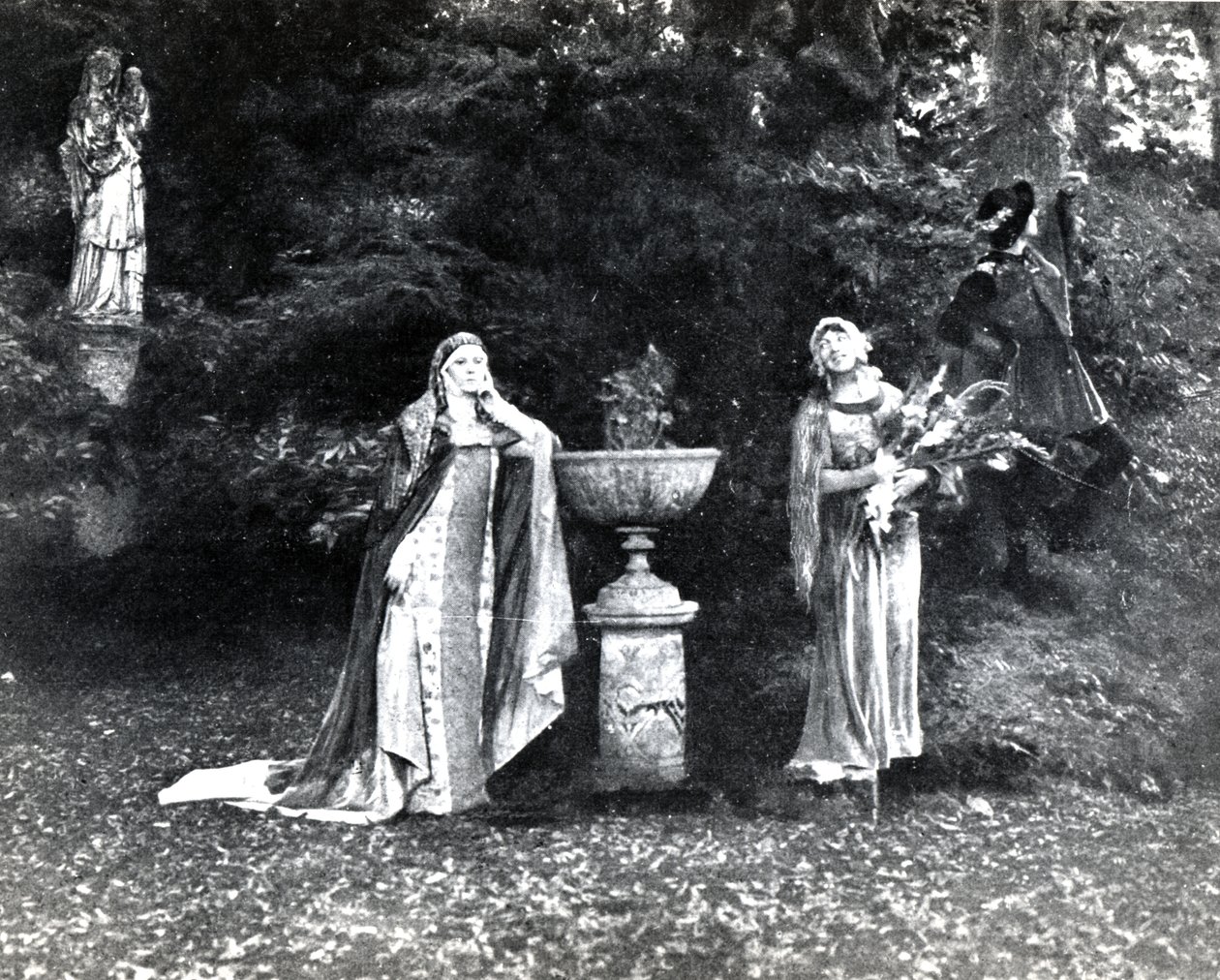 Ato I, Cena 3 de Pelleas et Melisande de Debussy, de uma fotografia da primeira produção em abril de 1902 da ópera na Ópera-Comique em Paris, ilustração na revista Theatre, junho de 1902 (li de French School