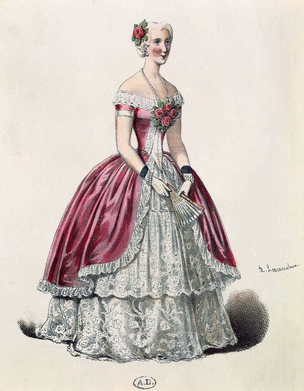 A atriz Eugenie Doche (1821-1900) no papel principal em Lady of Camellias, drama de Alexandre Dumas fils (1824-1895), França de French School