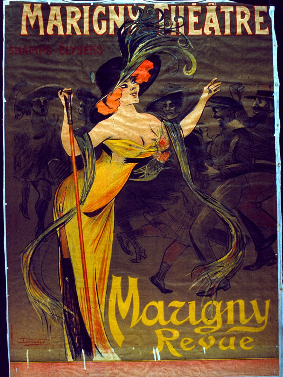 Anúncio para a Mazigny Revue Appearing em Paris no Marigny Theatre (cor litho) de French School