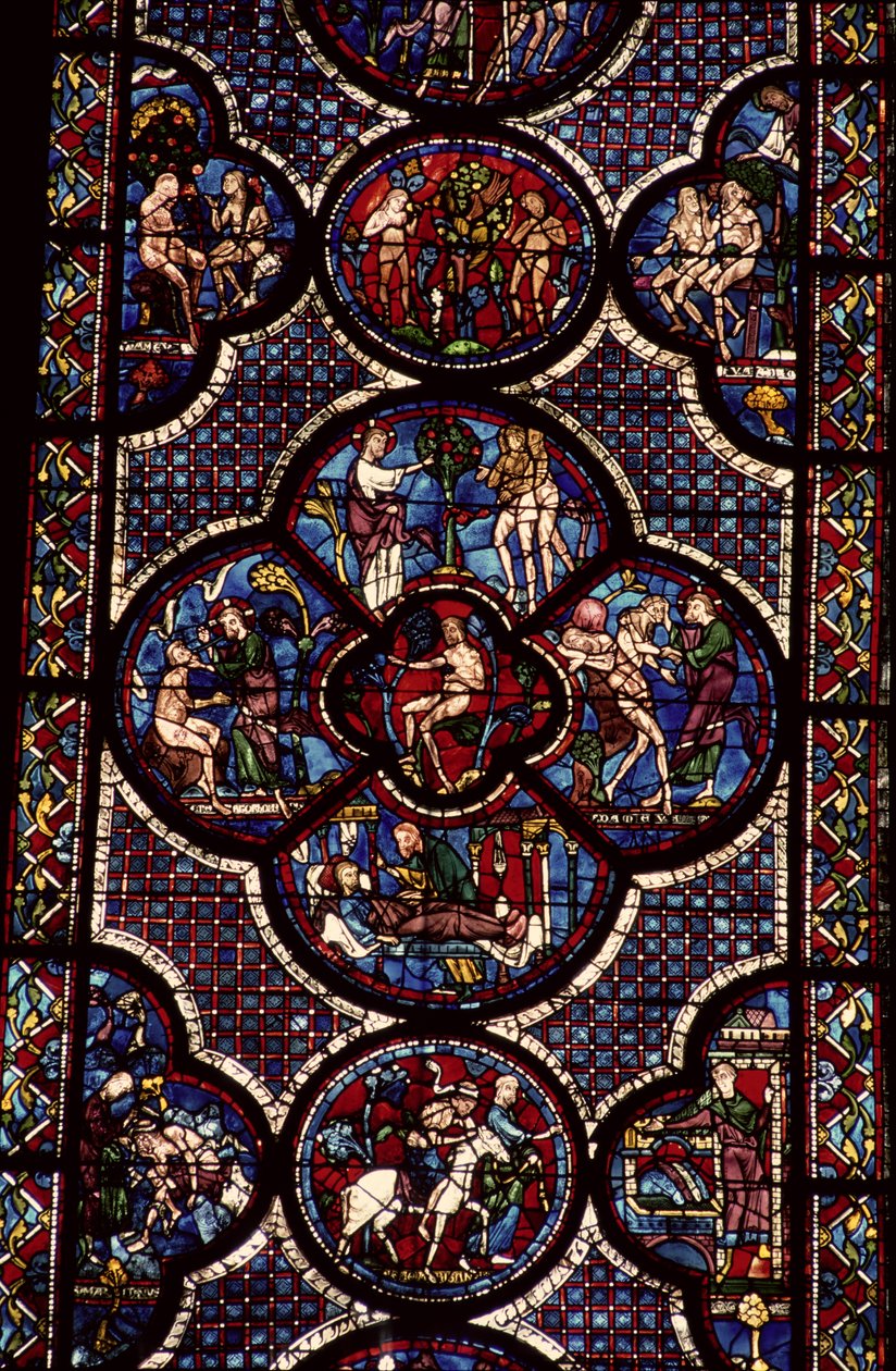 Adão e Eva janela, do século 13 (para detalhes, ver 129046) de French School