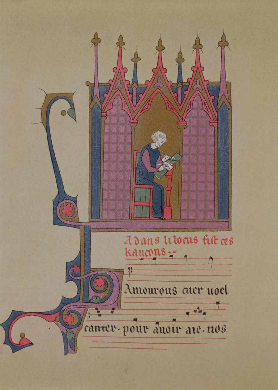 Adam de la Halle (124050-12881306), fac-símile de um manuscrito do século XV, século XIX de French School