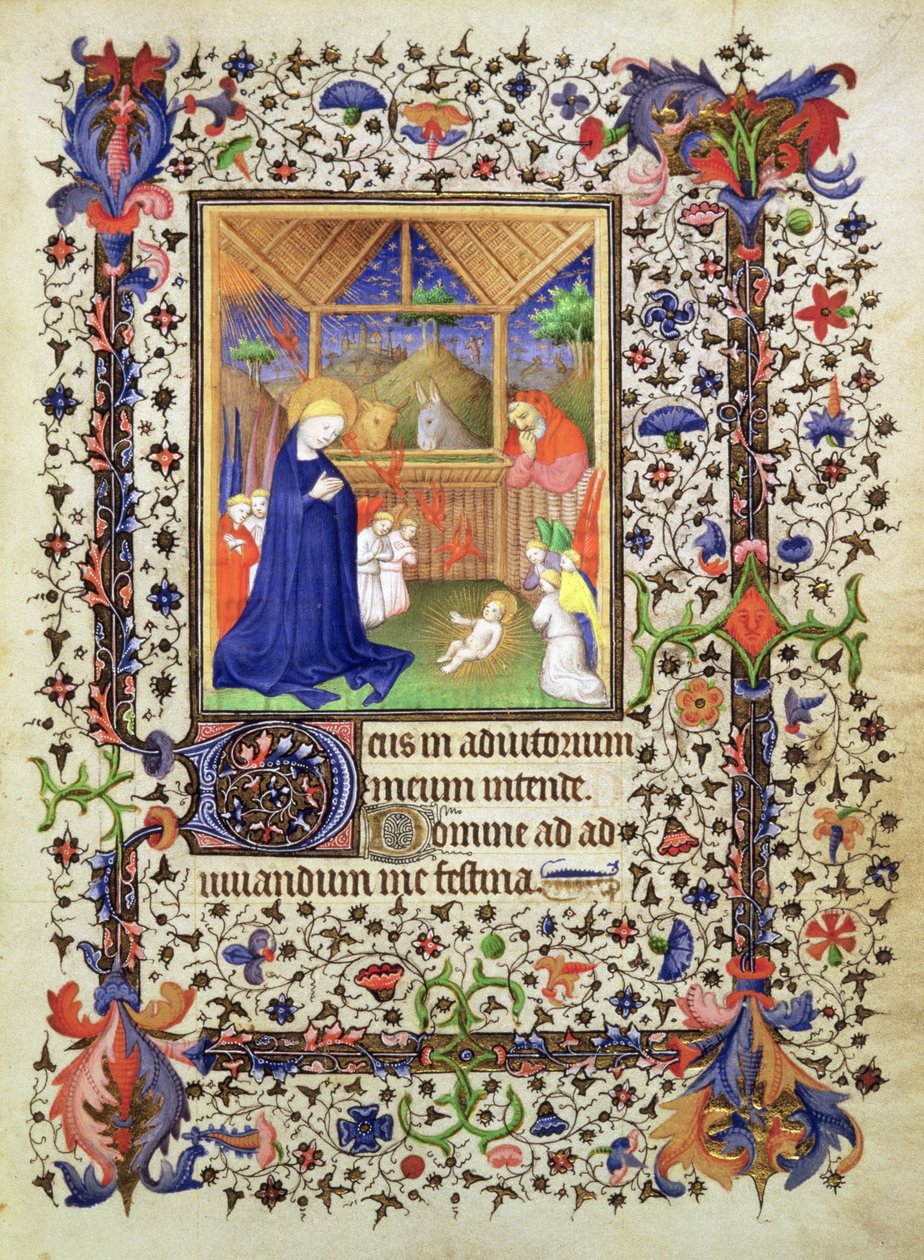 Adicionar 16997 f.57 Natividade, do Chevalier Hourse, c.1420 (pergaminho) de French School
