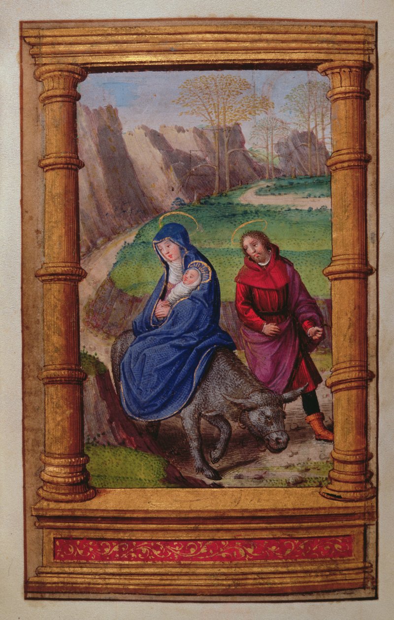 Adicionar 35214 f.72v Vôo para o Egito, de um Livro de Horas, Paris de French School