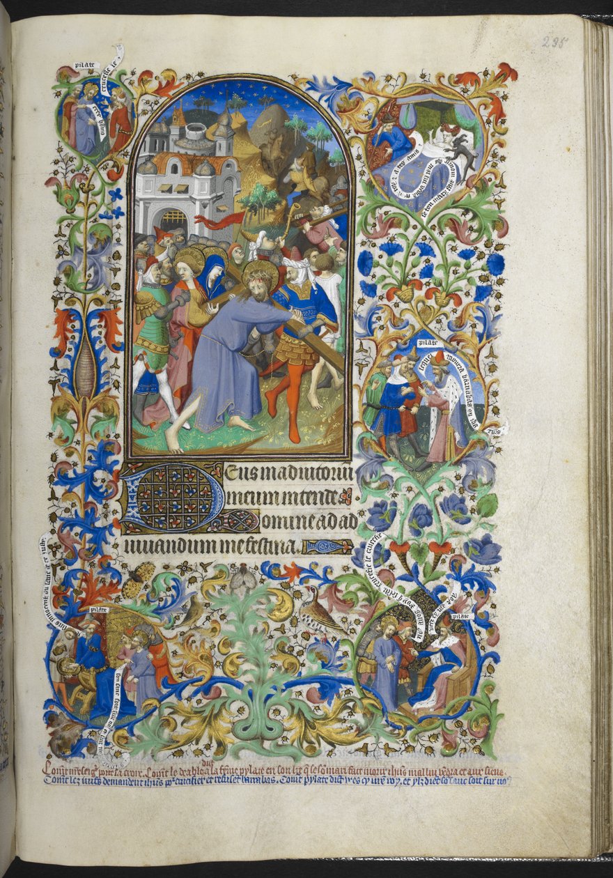 Adicionar Ms 18850 f.235r, Horas da Paixão [Sext], Cristo carregando a cruz, do Livro de Horas (The Bedford Hours) c.1410-30 (tinta, cor e ouro sobre velino) de French School