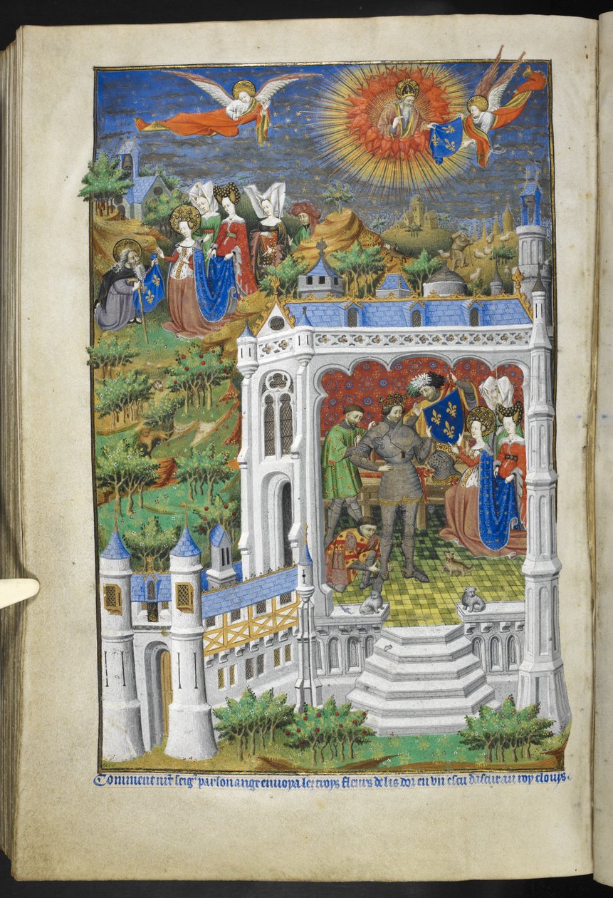 Adicionar Ms 18850 f.288v, Legend of the Fleurs de Lys, from Book of Hours (The Bedford Hours) c.1410-30 (tinta, cor e ouro em velino) de French School