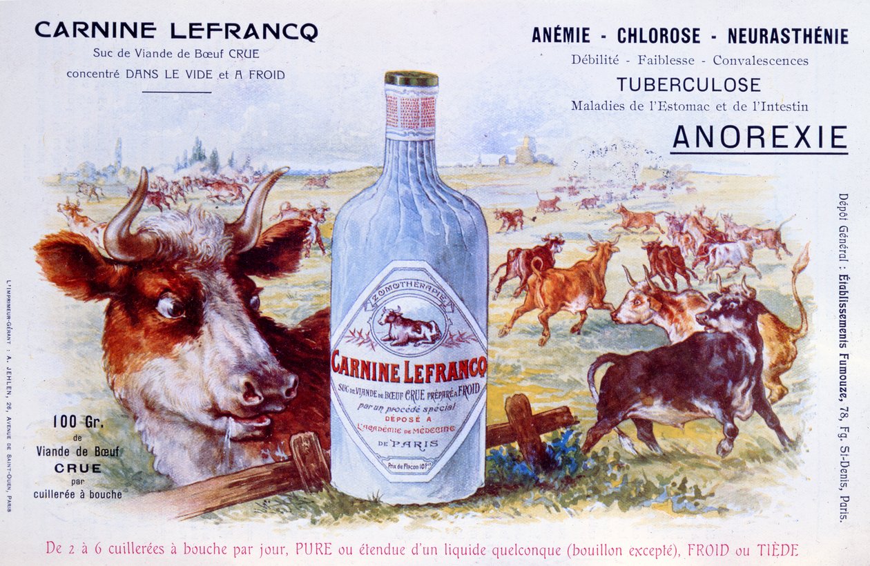 Anúncio para Carnine Lefrancq, publicado na revista médica Chanteclair, início do século XX de French School