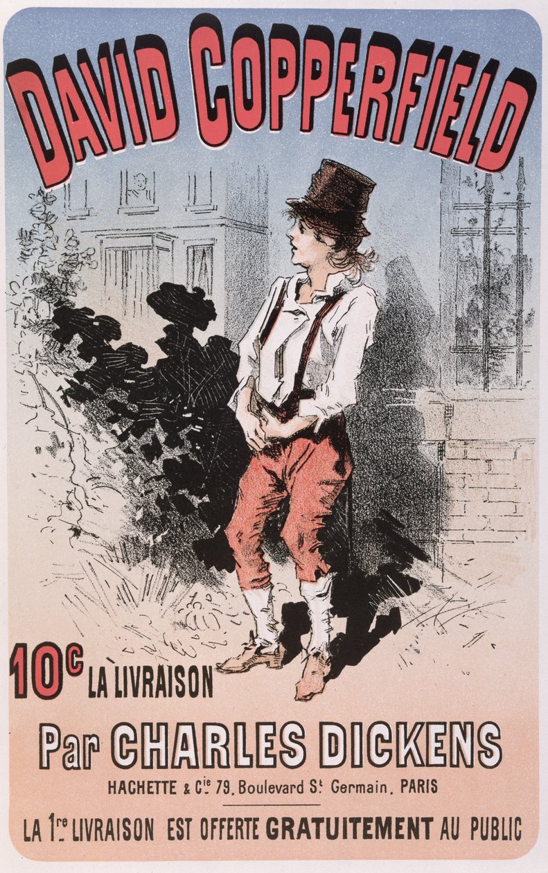 Anúncio para David Copperfield por Charles Dickens, 1884 de French School