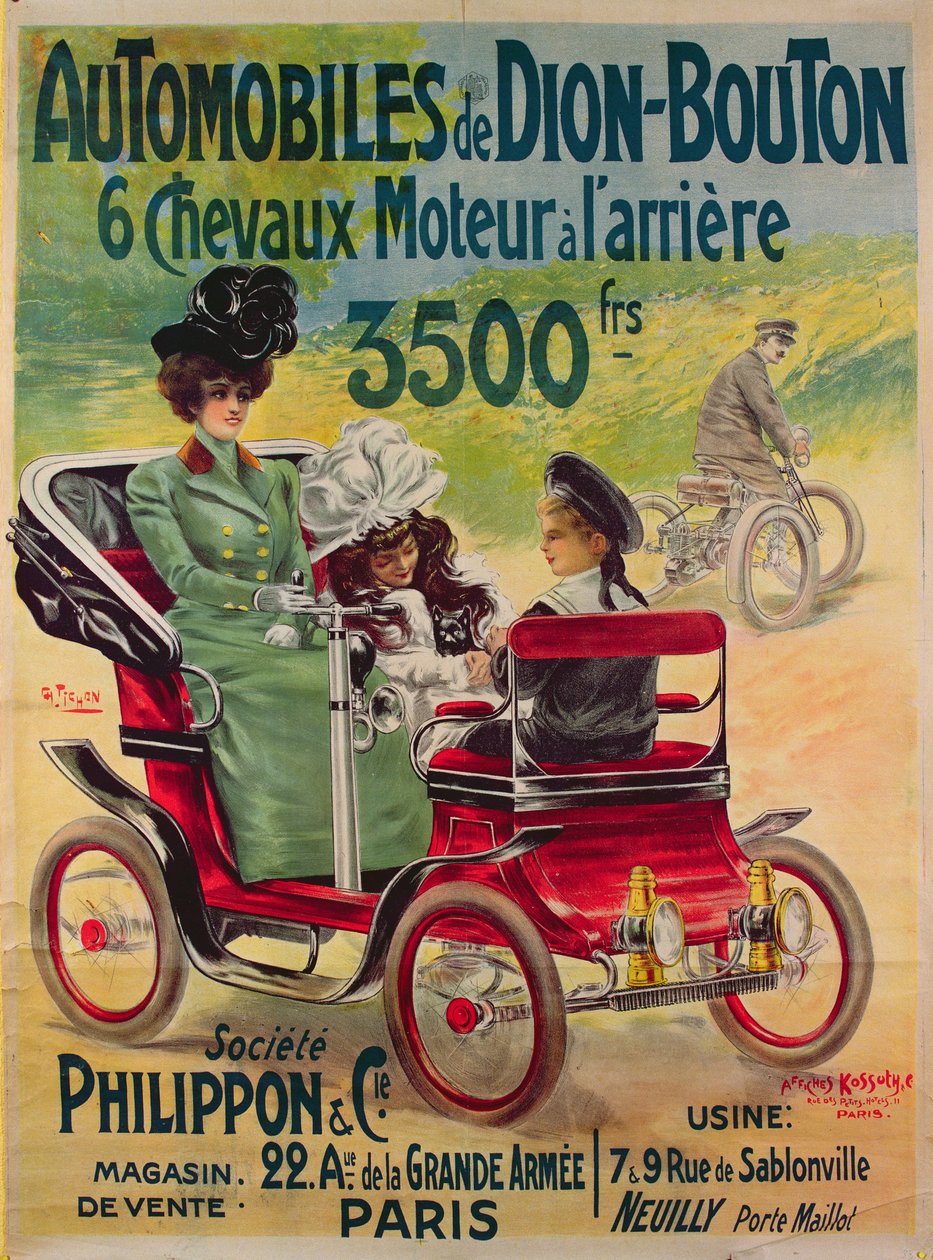 Anúncio para os automóveis De Dion-Button, c.1900 de French School