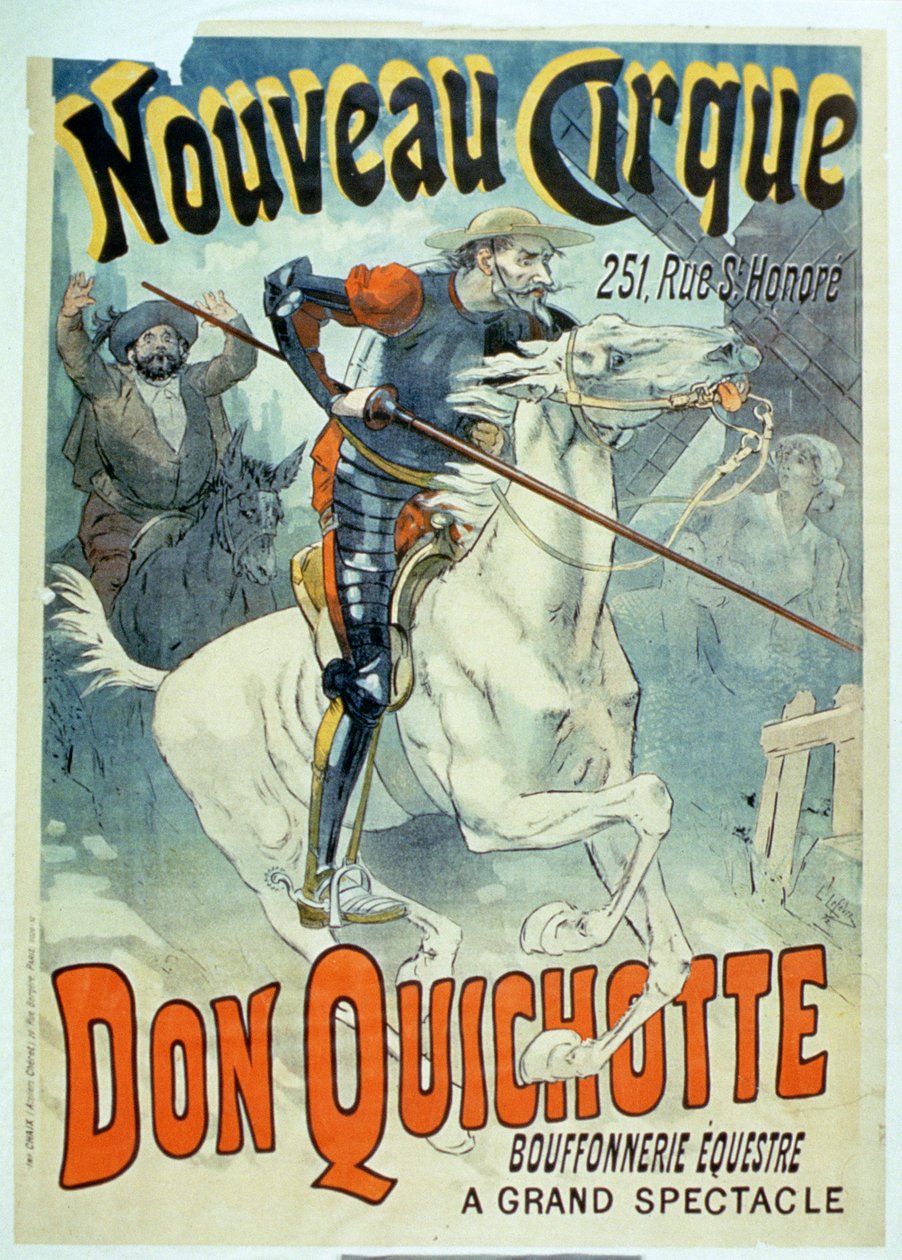 Anúncio para Don Quixote, New Circus, Buffoonery Horseback de French School