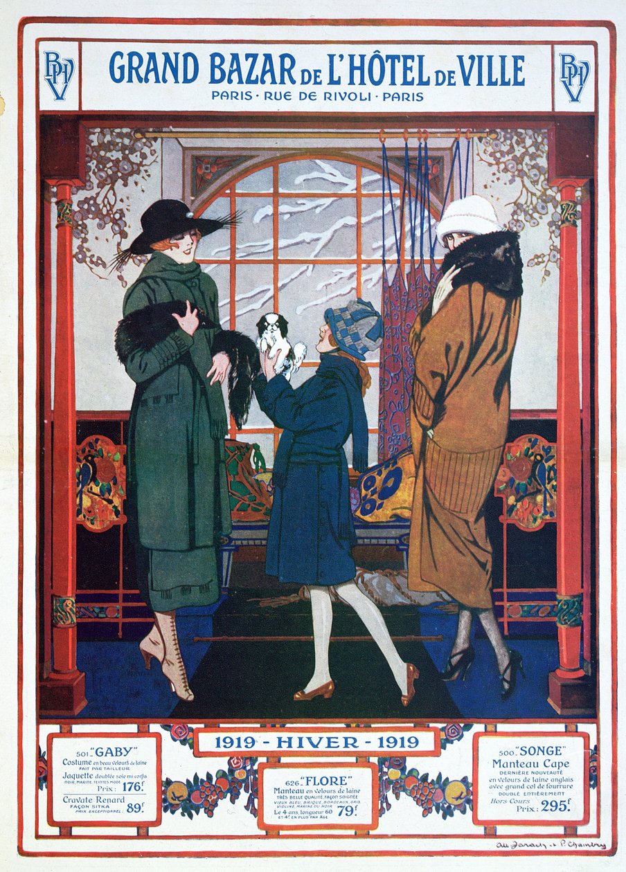 Propaganda para o Grande Bazar da Prefeitura, inverno de 1919 de French School