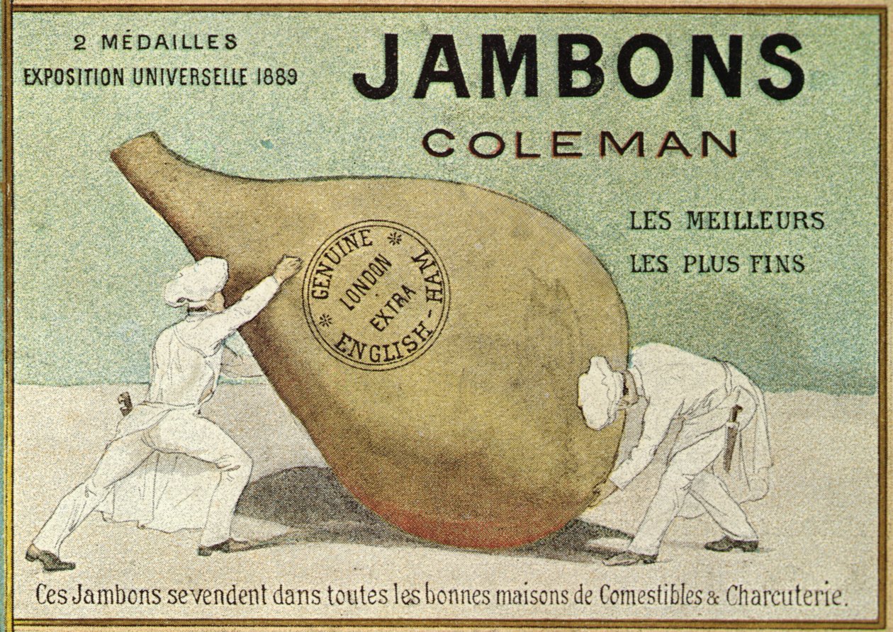 Anúncio para "Jambons Coleman", final do século XIX (cor litho) de French School