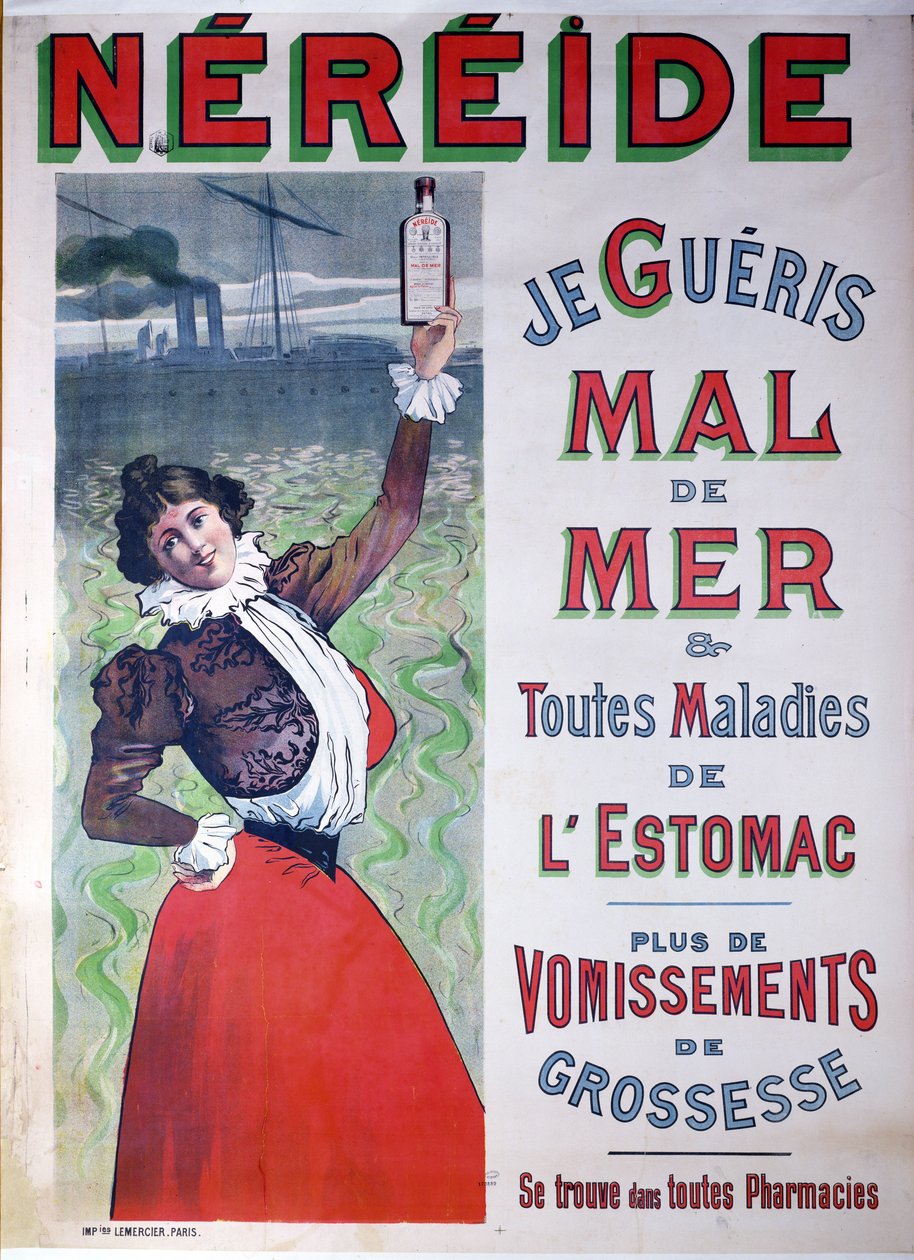 Propaganda para a medicina Nereide contra o enjôo, c.1900 de French School