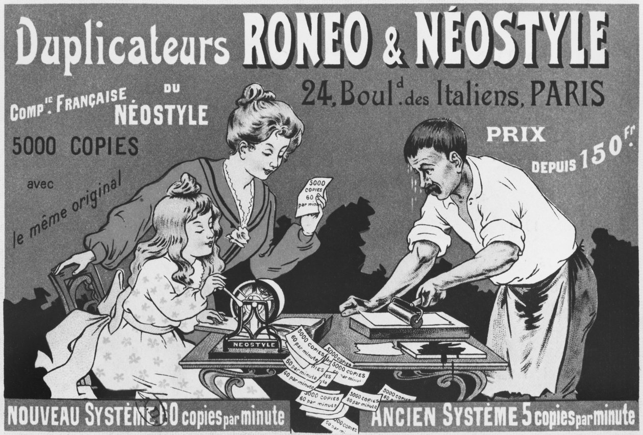 Propaganda para duplicadores de Roneo e Neostyle, c.1903-04 de French School