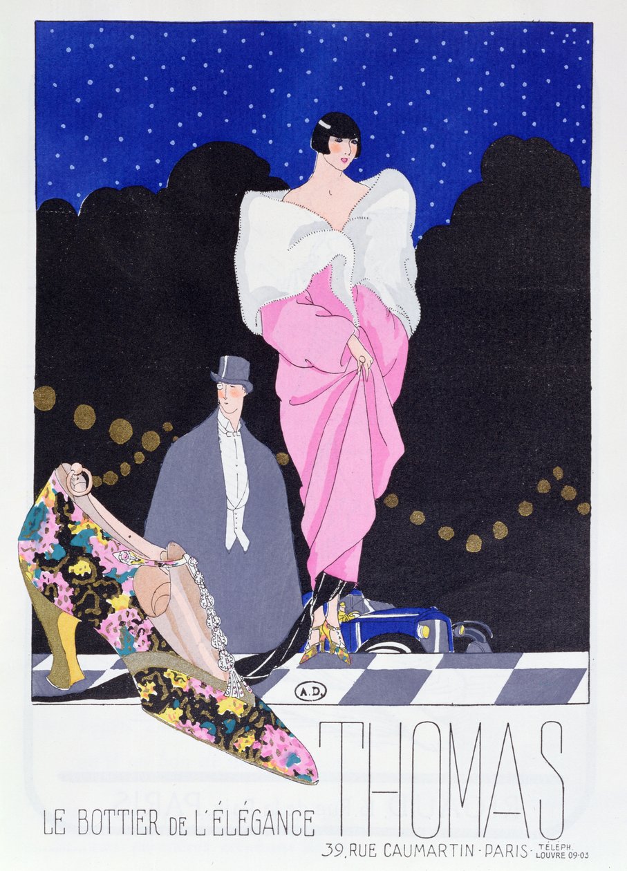 Anúncio para o Bootmaker Thomas da revista de moda Art-Gout-Beaute, 1924 de French School