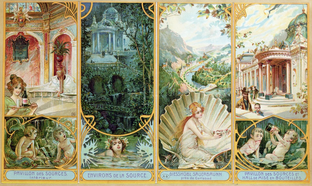 Anúncio para a água mineral de Carlsbad, Bohemia de French School