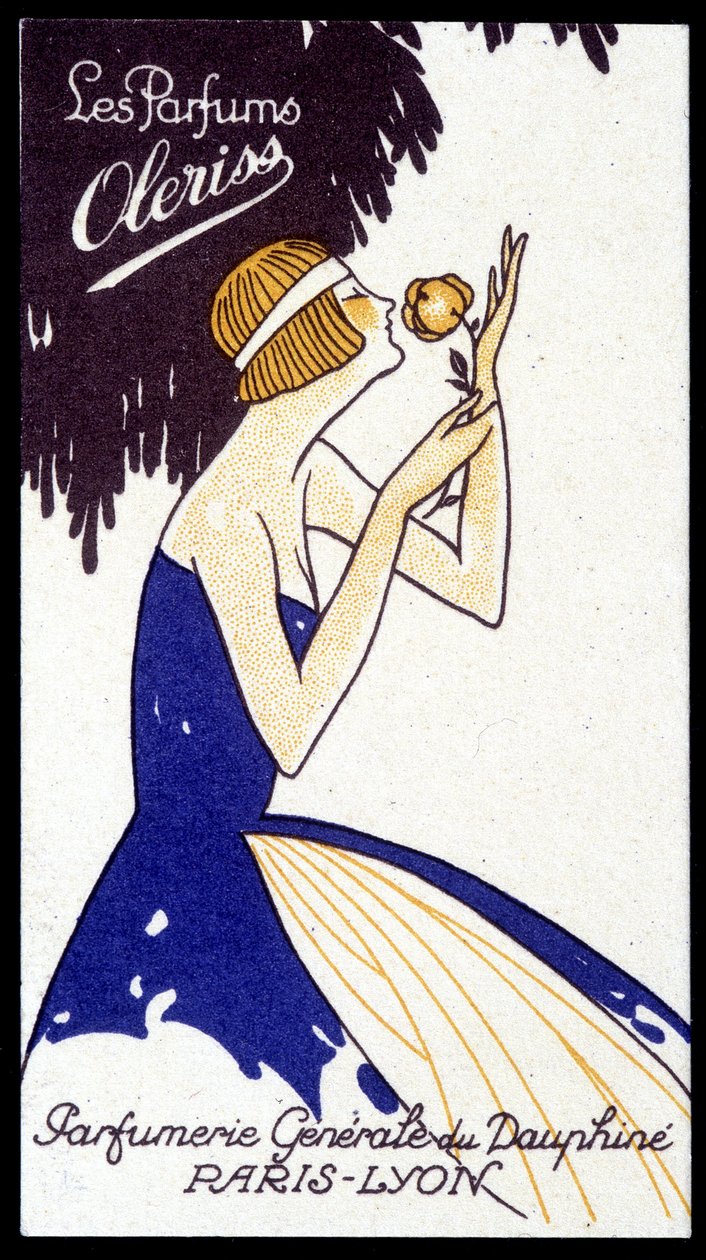 Cartão publicitário para perfumes Oleriss da Perfumerie Générale du Dauphiné. de French School