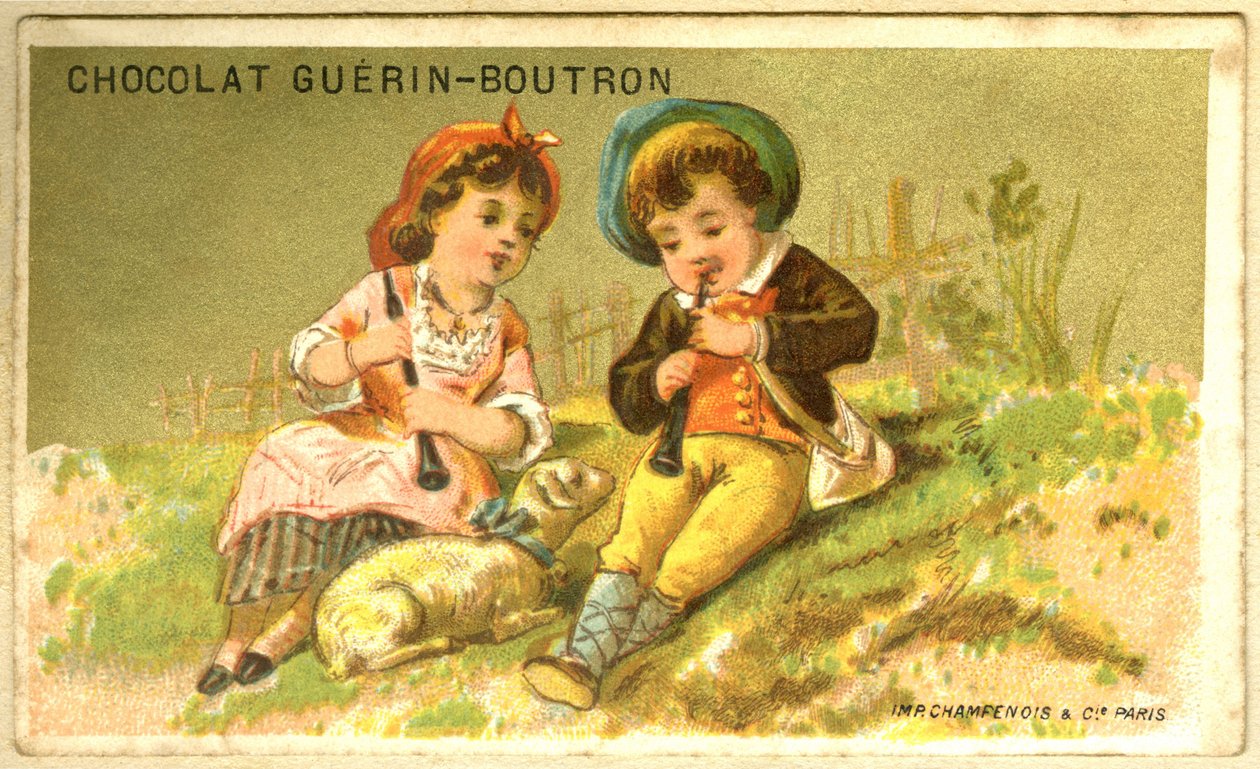 Cromolitografia publicitária dos chocolates Guérin Boutron (cromolitografia) de French School