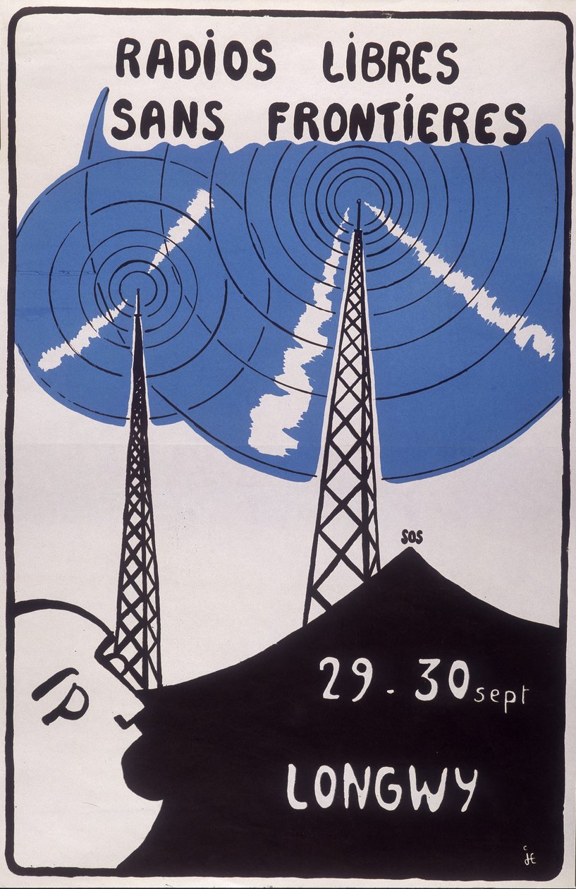 Publicidade para estações de rádio gratuitas e sem fronteiras em Longwy. de French School