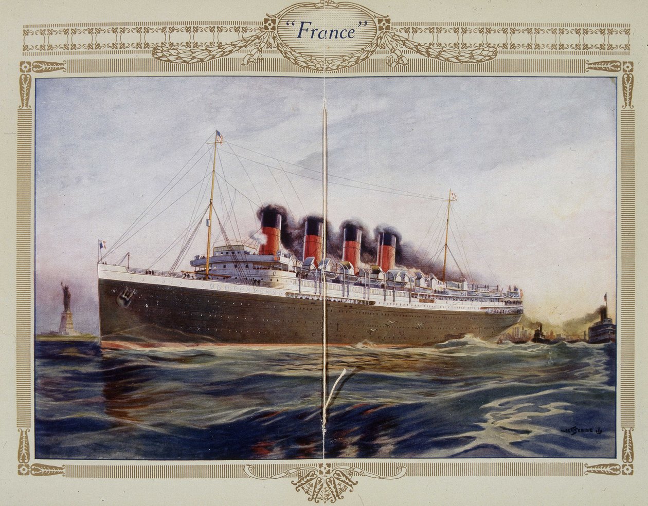Folheto publicitário do transatlântico "França", século XX de French School