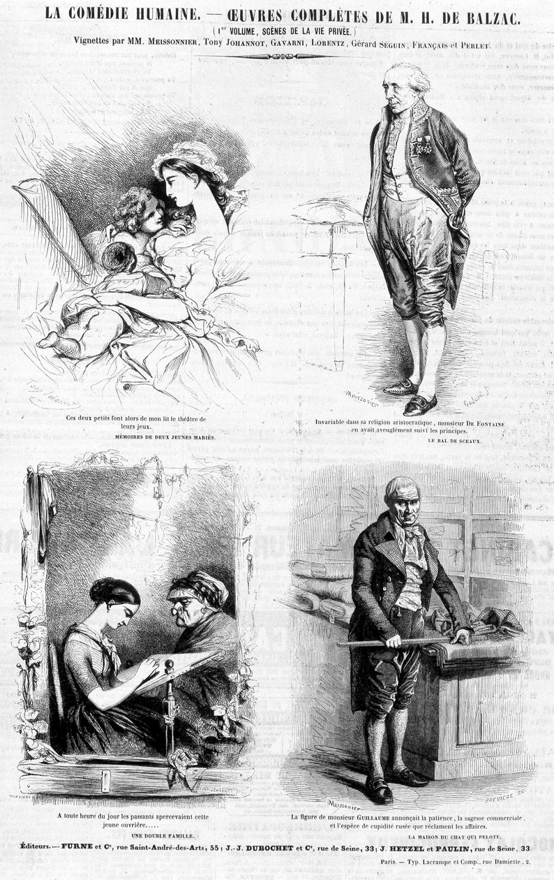 Página publicitária das obras de Balzac - em "Charivari", julho de 1842 de French School