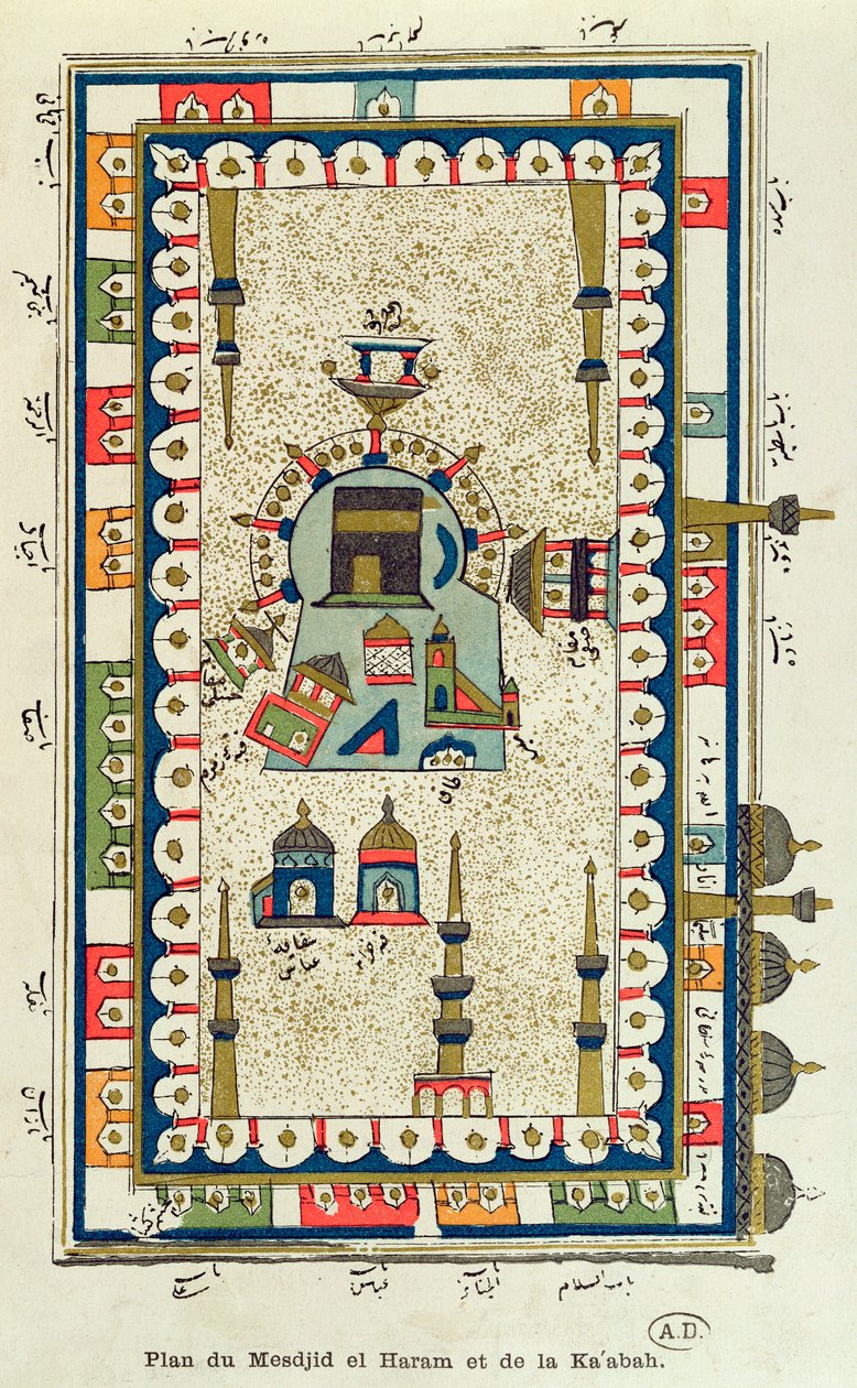 Plano Aéreo do Masjid-el-Haram e o Kaabah, Meca de French School