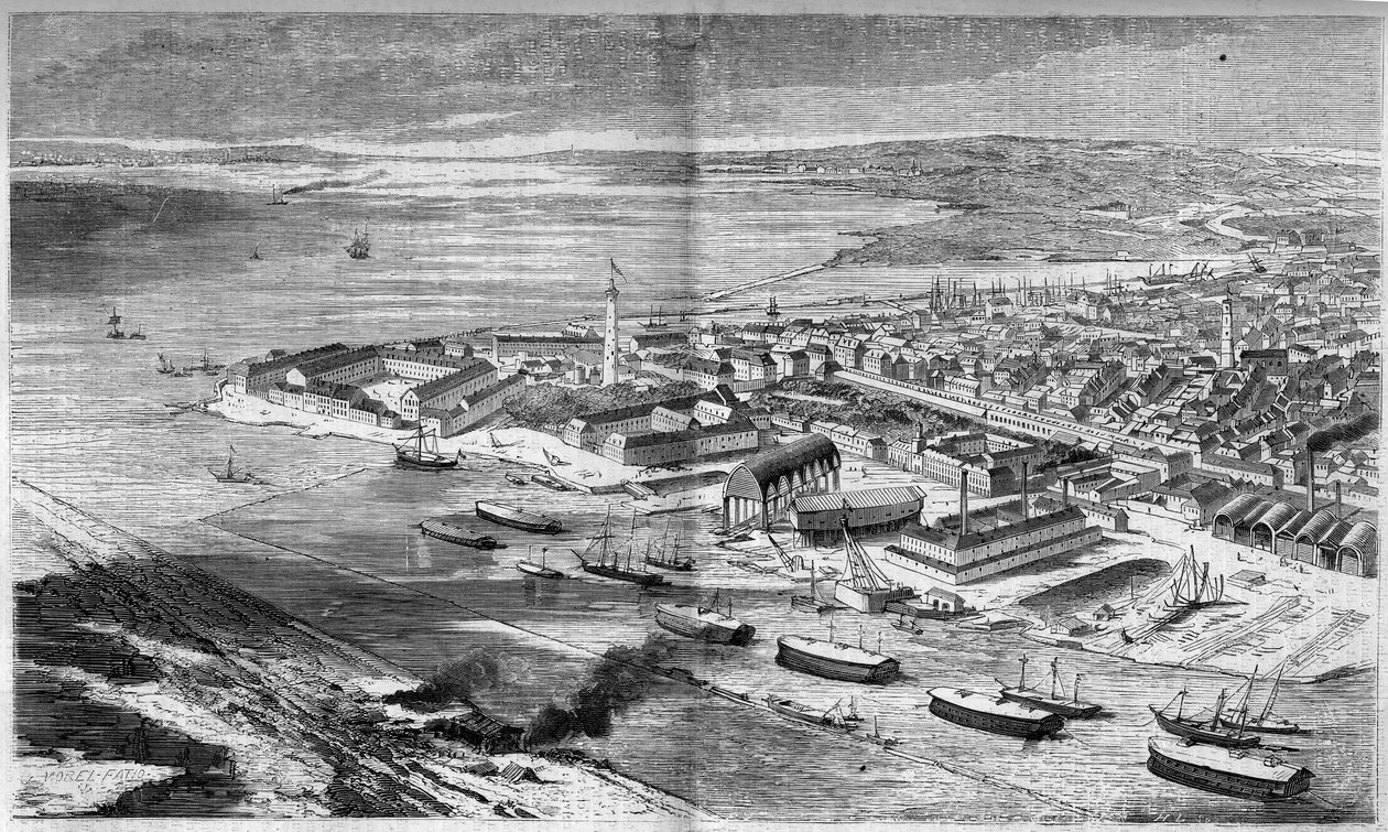 Vista aérea da cidade e do porto de Lorient, Morbihan (56) de French School