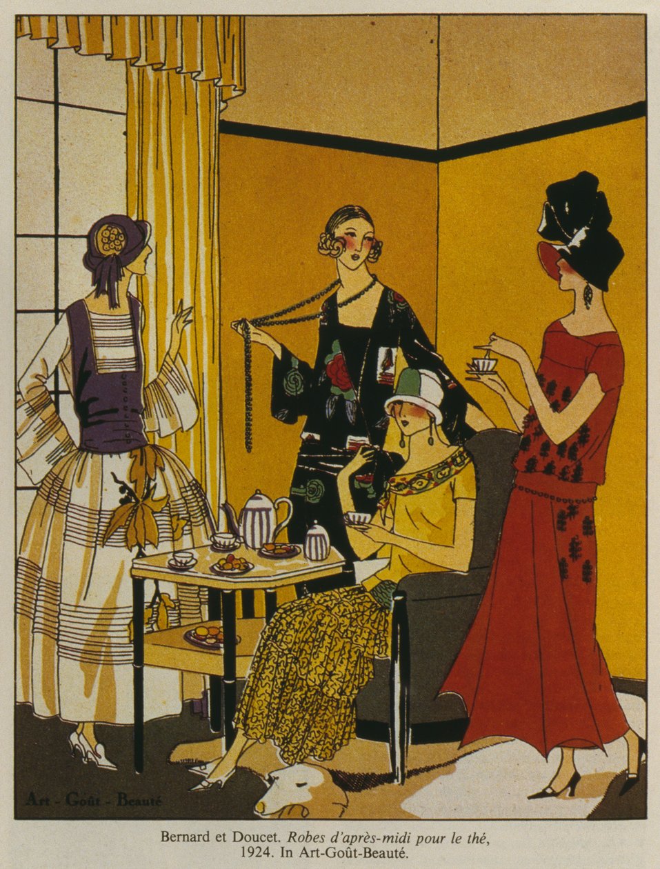 Vestidos da tarde para o chá, placa de moda da revista Art Gout Beaute, 1924 de French School
