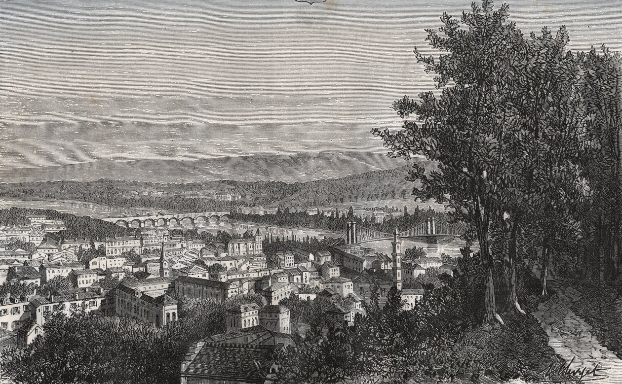 Agen - Lot-et-Garonne - gravura em "La France illustree: geographie, histoire, administration statistique" de V.A. Malt-Brown. 1884 de French School