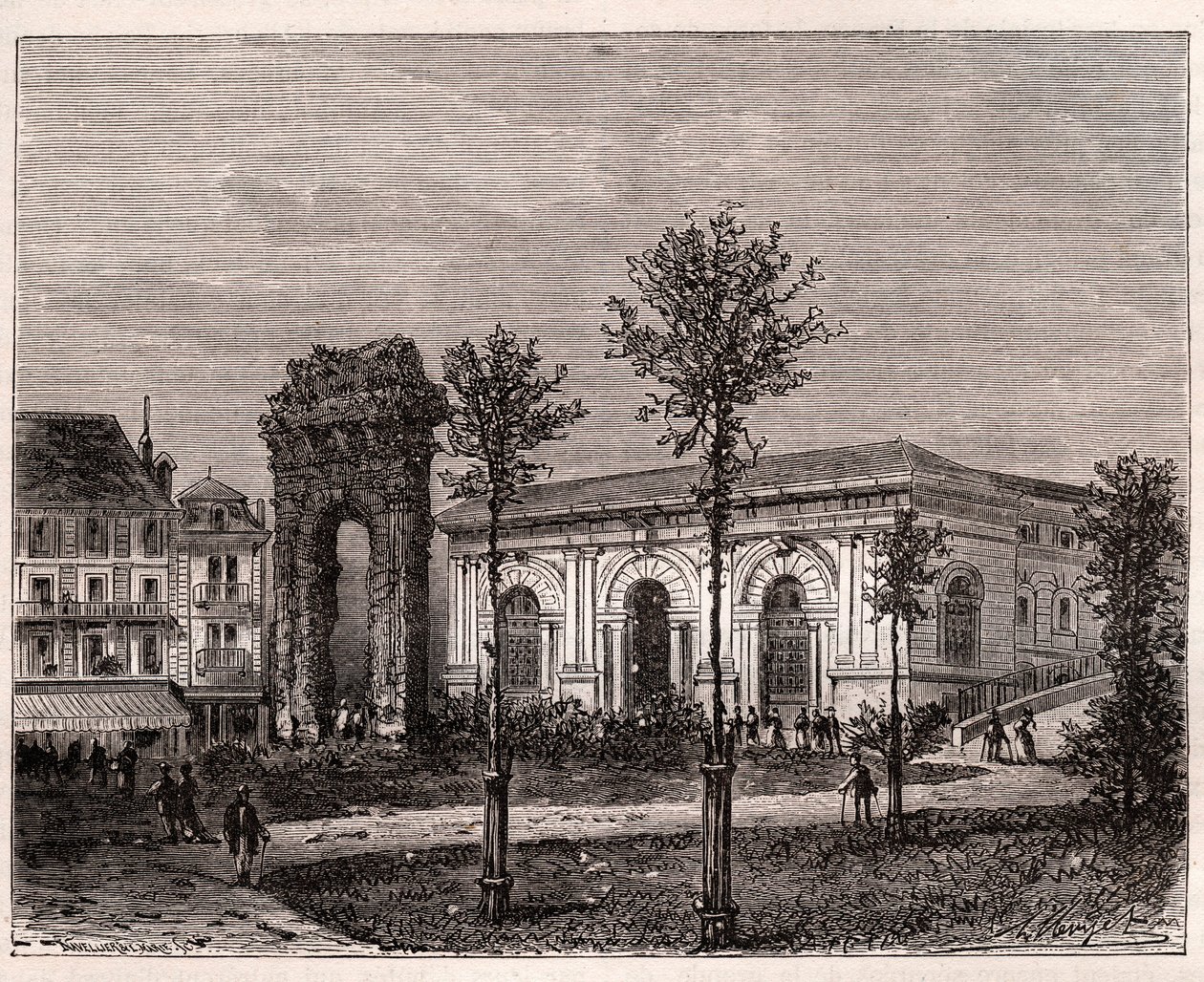 Aix les bains - Aix-les-Bains - Savoy - o arco romano de Campanus - gravura em "La France illustree: geography, history, administration statistique" de V.A. Malt-Brown. 1884 de French School