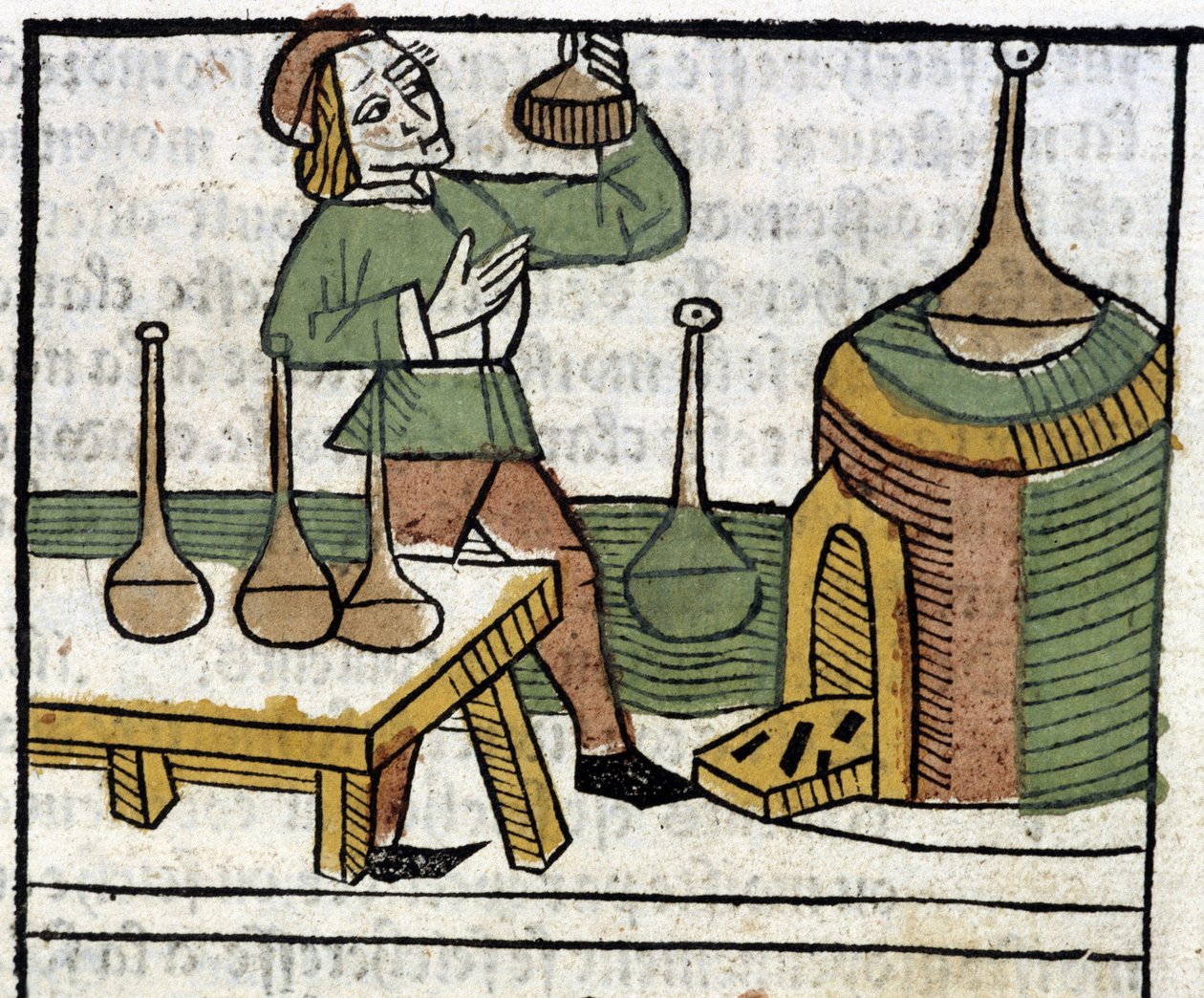 Alquimista - em "Les propriétaires des choses both corporelles et spirituelles" (livro XVIII) de Glanville, Lyon de French School