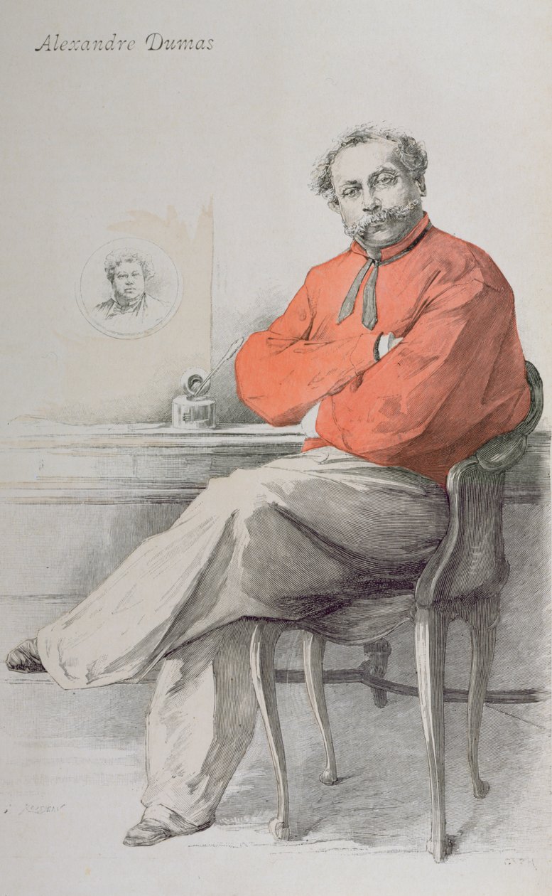 Alexandre Dumas Fils, ilustração da The Illustree Review, 1 de agosto de 1888 de French School