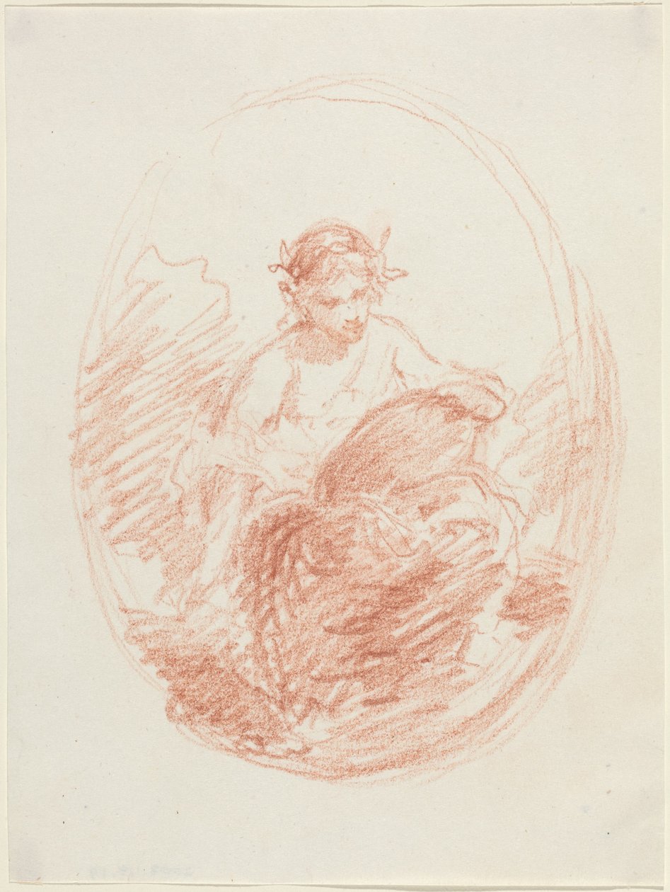 Figura alegórica (giz vermelho sobre papel de seda) de French School