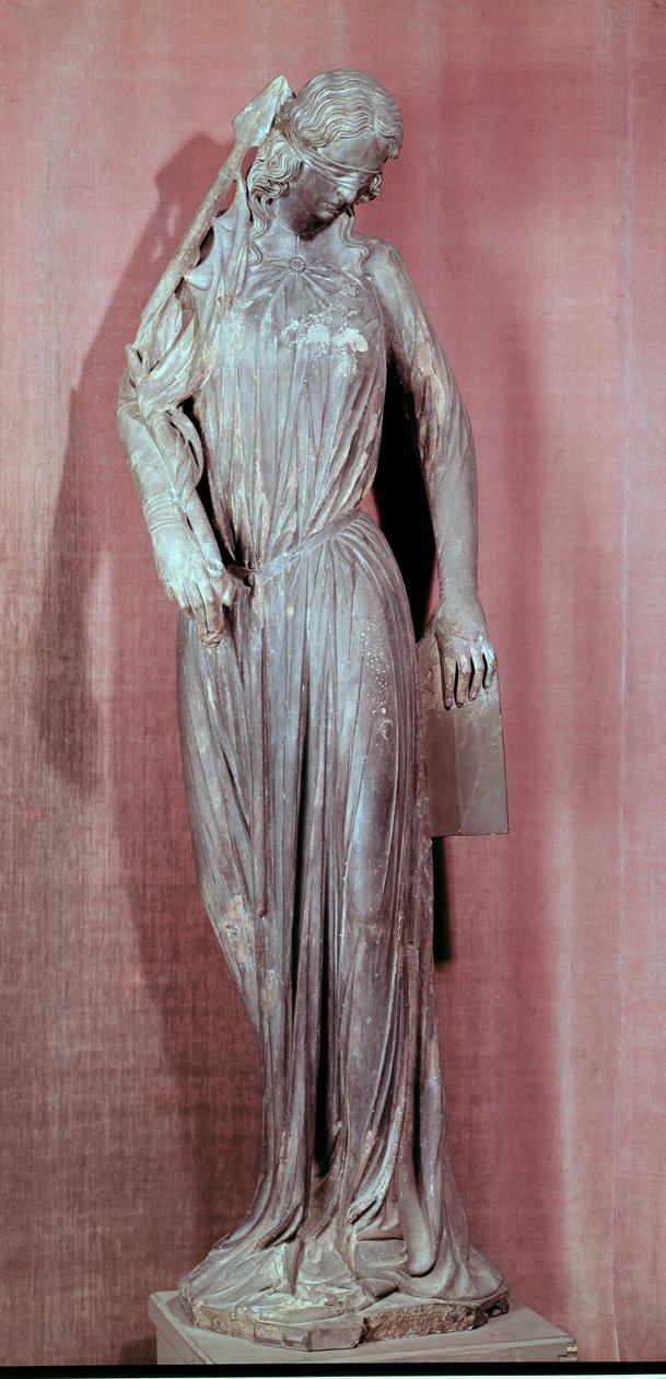 Figura alegórica da Sinagoga, do portal do transepto sul da catedral de Estrasburgo, c.1230 (ver também 177966) de French School