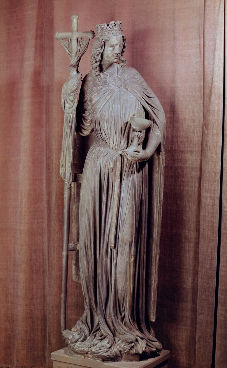 Figura alegórica da igreja segurando um cálice e o labarum, c.1230 (detalhe) de French School