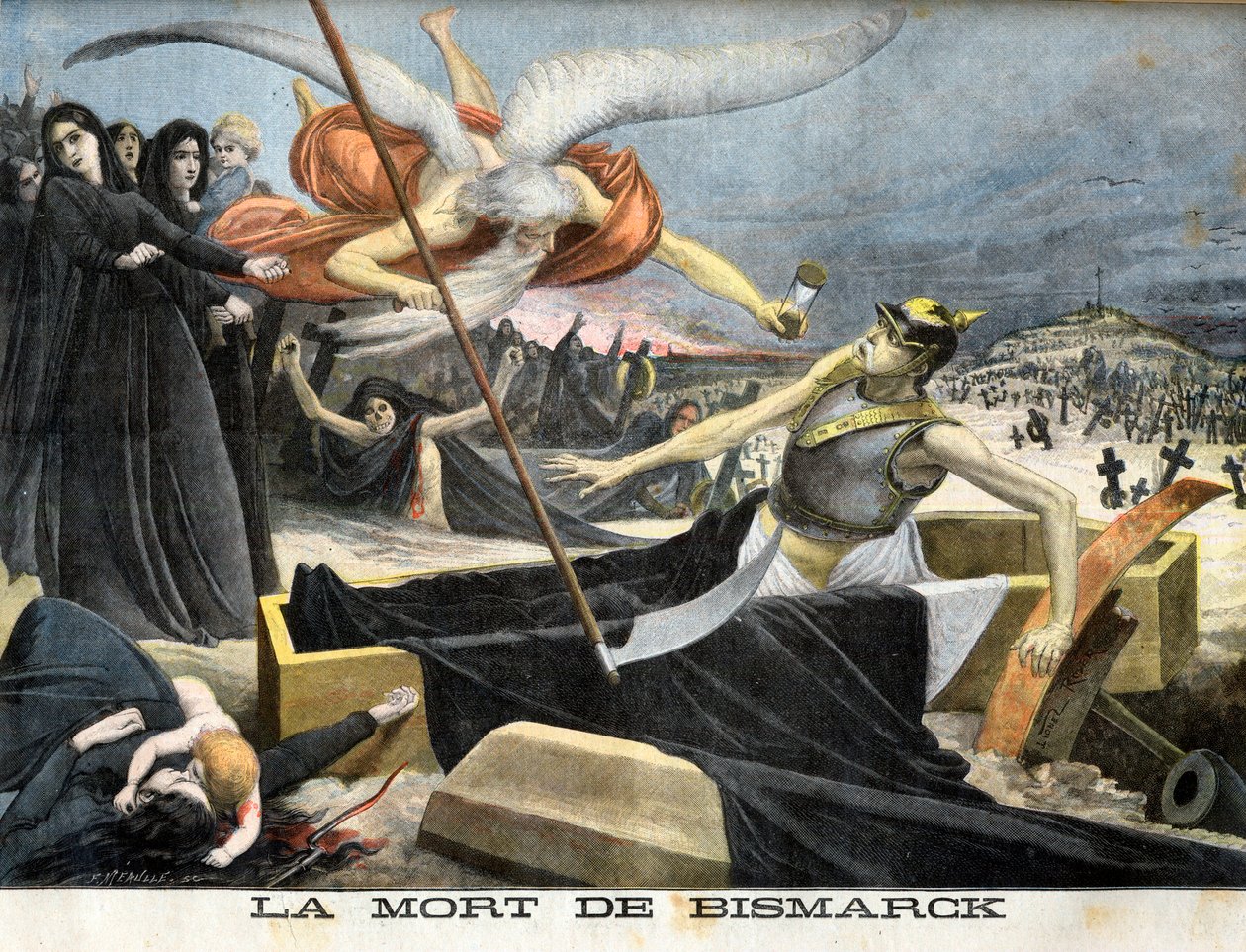Alegoria sobre a morte de Bismarck, ilustração do suplemento ilustrado do Le petit Journal de French School