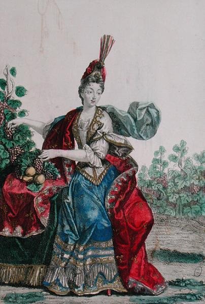 Alegoria do Outono (gravura colorida) de French School