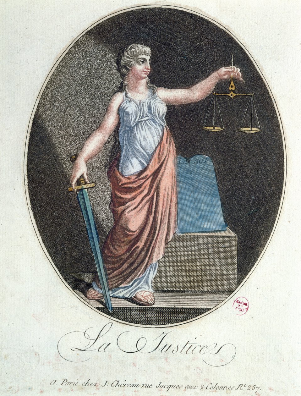 Alegoria da Justiça, publicado por J. Chereau, Paris, 1792 de French School