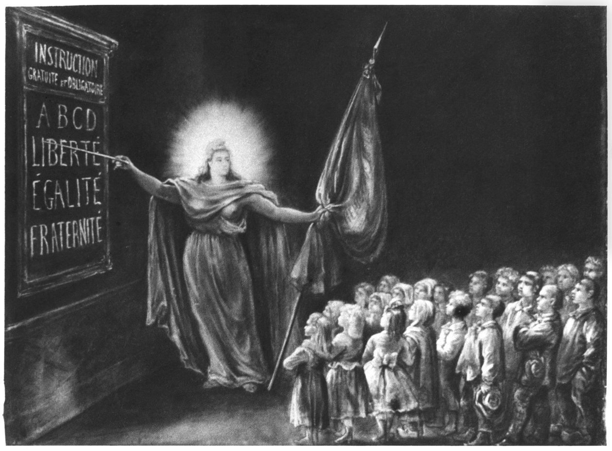 Alegoria da lei sobre educação aprovada por Jules Ferry (1832-93) 1881 de French School